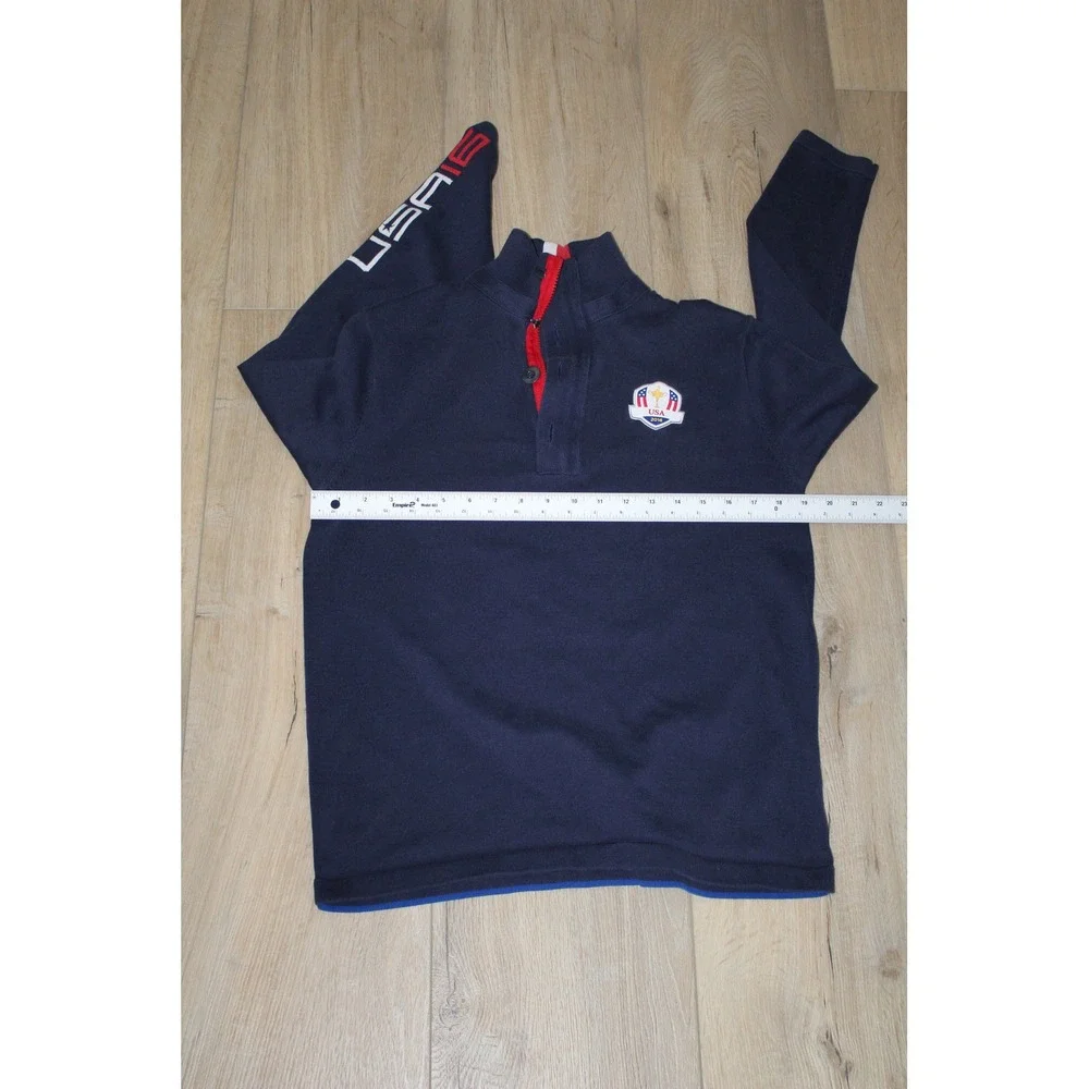 RLX Ralph Lauren 2016 Ryder Cup USA Navy Blue Quarter Button Pullover‎ Men's M
